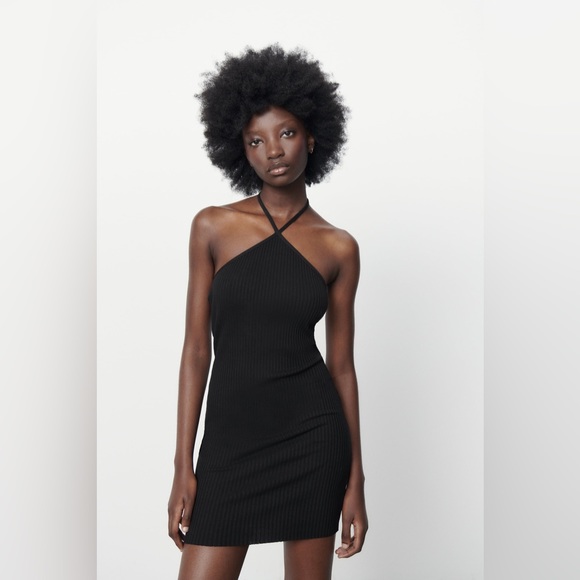 Zara Dresses Zara Black Ribbed Halter Dress Poshmark